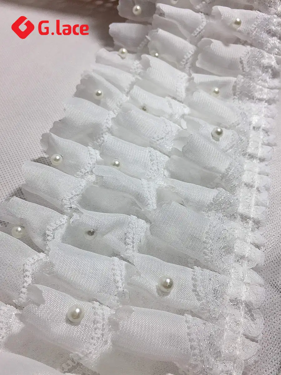 white GLace 5Y/Llot кружево для ногтей 9 см широкая белая сетка кружево 3 слоя кружева свадебное платье украшение Одежда Аксессуары для воротника GL014 - Цвет: white
