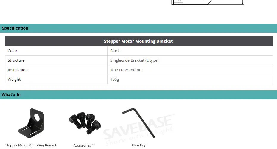 SAVEBASE 1 шт. Монтажный кронштейн держатель двигателя с винтами M3 для Nema17 Стандартный шаговый двигатель и шестерня/сервопривод шаговый двигатель