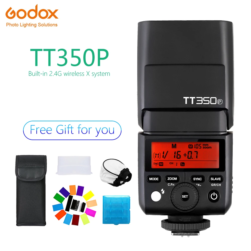

Godox Mini TT350 TT350P Speedlite flash TTL HSS 1/8000s 2.4G Wireless Camera photography for Pentax K70 K-3II K-1 KP K-50 K-S2