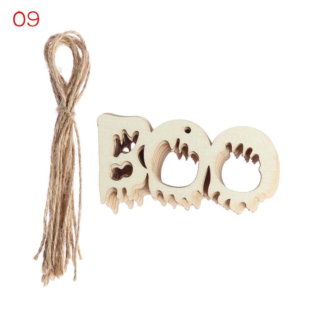 10pcs/pack Happy Halloween Decorations Wooden Ornament Halloween Tree Hanging Pendant Ornaments Black cat