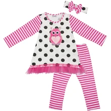 

Wholesale Price Popular Valentine Pink Owl Girls Boutique Children Clothing Without Letter Girl Outfit Match Headband 2GK712-002