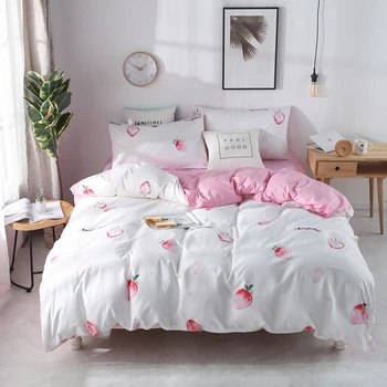 

Cartoon cotton strawberry plant bedding set 3/4pcs bedding set sheets & pillowcases pillow cases quilt cover home textiles #/J