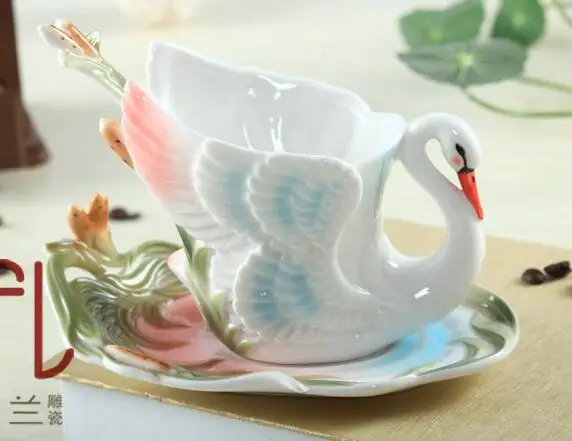 Новая эмалированная кофейная кружка фарфоровая чайная чашка для молока набор креативная керамическая посуда для напитков Европейский костяной фарфор подарок на день рождения свадьбу - Цвет: Черный