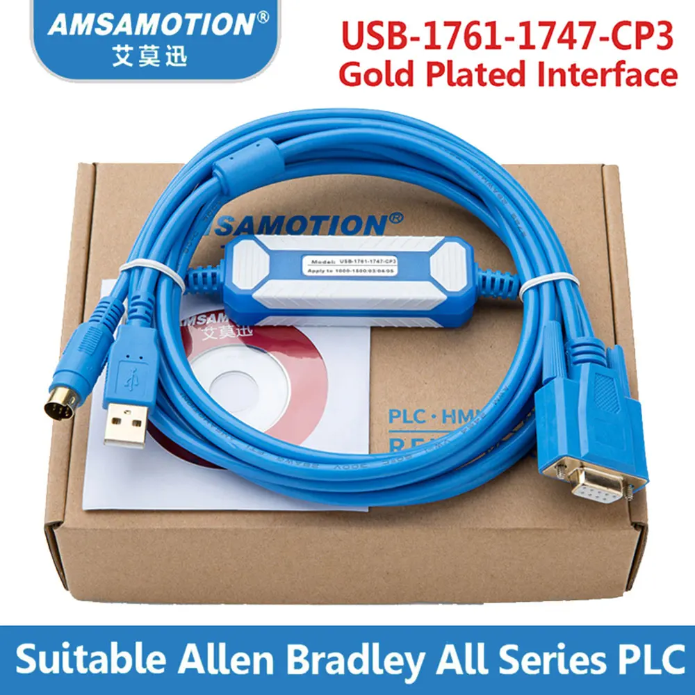 USB-1761-1747-CP3 кабель нового дизайна подходит Allen Bradley AB серии PLC Кабель для программирования Замена USB-1761-CBL-PM02 - Цвет: Gold Plated Version