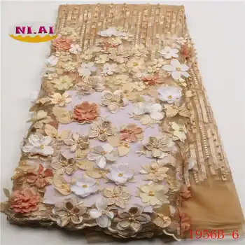 African Lace Fabric Wine Tulle Lace High Quality Embroidery Nigerian French Mesh Lace Fabric Material For Dress 5Yards XY1956B-3