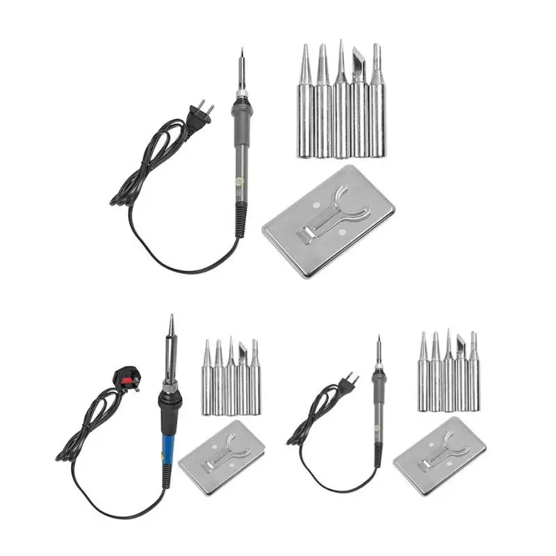 60 Вт Регулируемая температура Электрический паяльник Сварка наладочная станция для пайки тепловой Карандаш 5 шт. Советы Инструменты для