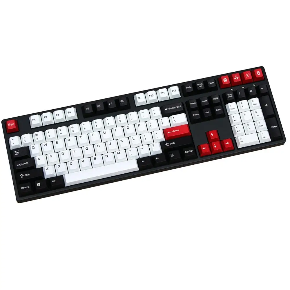 

Black/Red 108 keys dye sublimated pbt keycap for mechanical keyboard Cherry Filco Ducky keycap Cherry profile Sell only keycaps