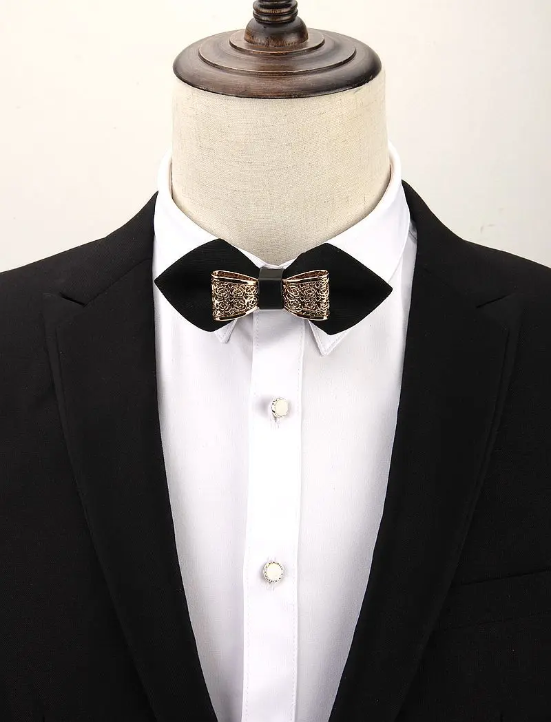 Хлопок галстук-бабочка для мужчин Металлическая Бабочка взрослый размер лучших коробку подарок мужские аксессуары свадебные жених