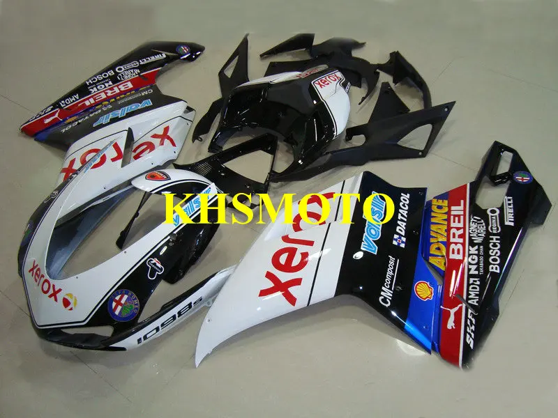 

Injection mold Fairing Kit for DUCATI 848 1098 1198 08 09 10 11 12 Ducati 1098 2008 2012 ABS Black white Fairings set+gifts DA31