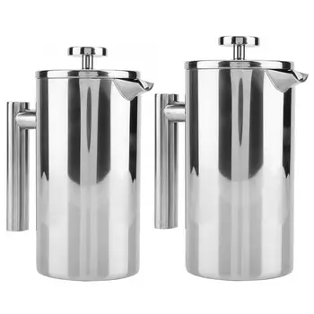 

800ml/1000ml Double Walled 304 Stainless Steel Coffee Maker French Press Tea Pot with Filter with Cool Touch Handle Knob