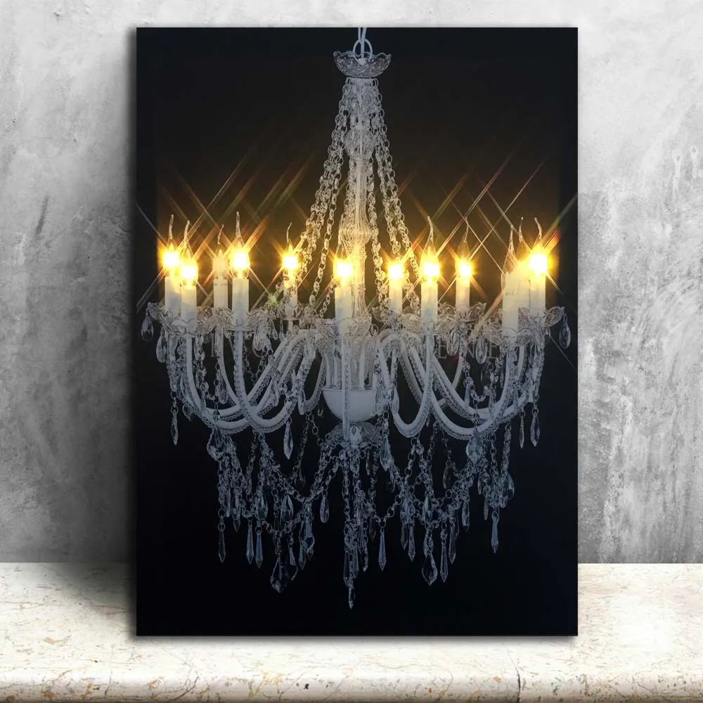 

Led wall picture dividing vertical elements polychrome white crystalline canvas art light up painting artwork printed dropship