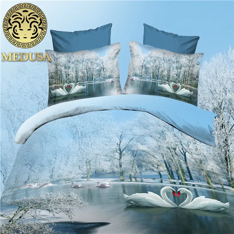 

3d birds bed set duvet cover bed sheet pillow cases queen size bed linen set