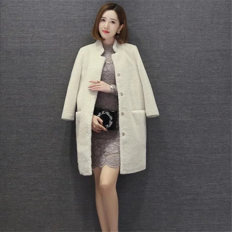 

MSAISS 2017 Fashion Flocking Wool Women Jacket Long Sleeve Slim Faux Fur Women Coat For Women Long Women Fur Coat M-XXL