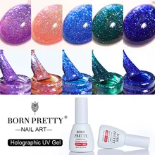 BORN PRETTY 10ml Holo UV Gel Soak Off Gel Polish for UV LED Manicure Nail Art Gel Varnish 12 Colors