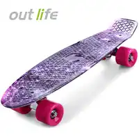 Outlife 22 inch Long Board Printing Purple Graffiti Skate Board Starry Sky Pattern Retro Skateboard Longboard Mini Cruiser
