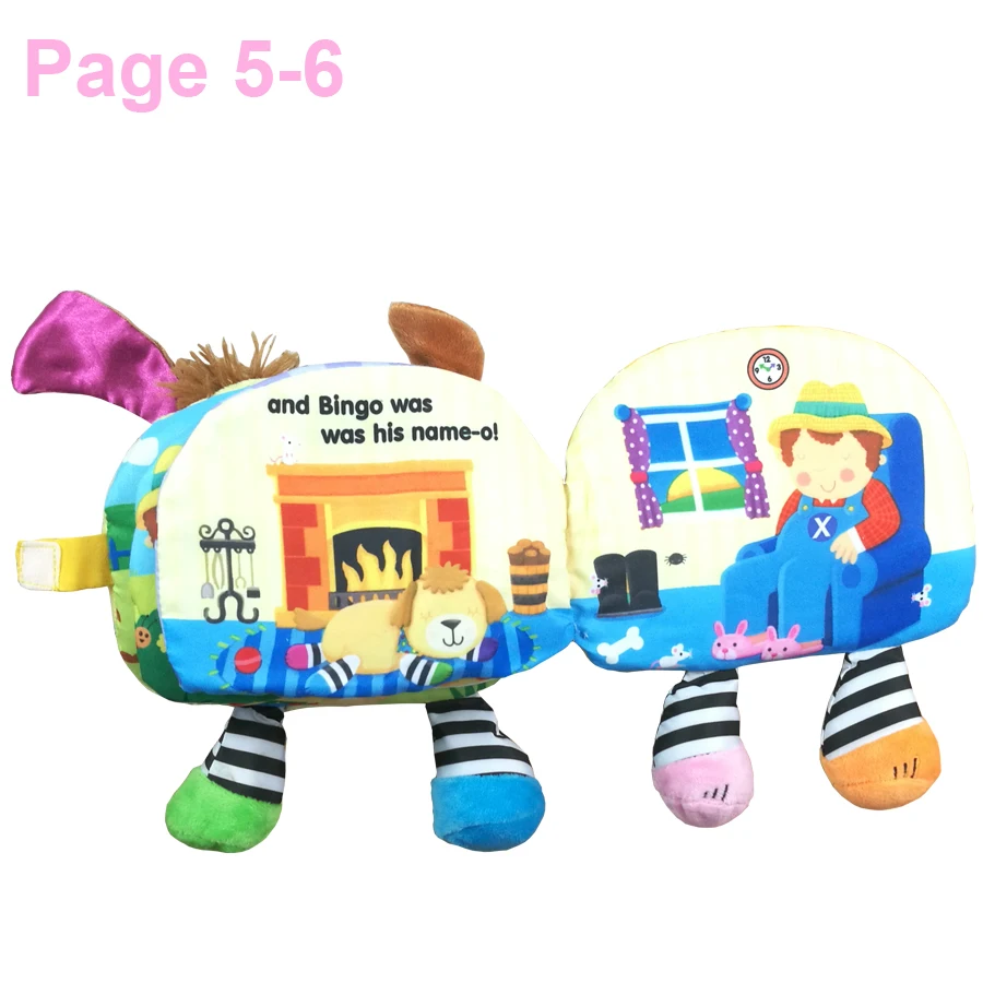 Baby Cartoon Dog Deer Rattles Plush Cloth Book Children Durable Learning Cloth Book Animal Clothes Book Early Education Toy DS19