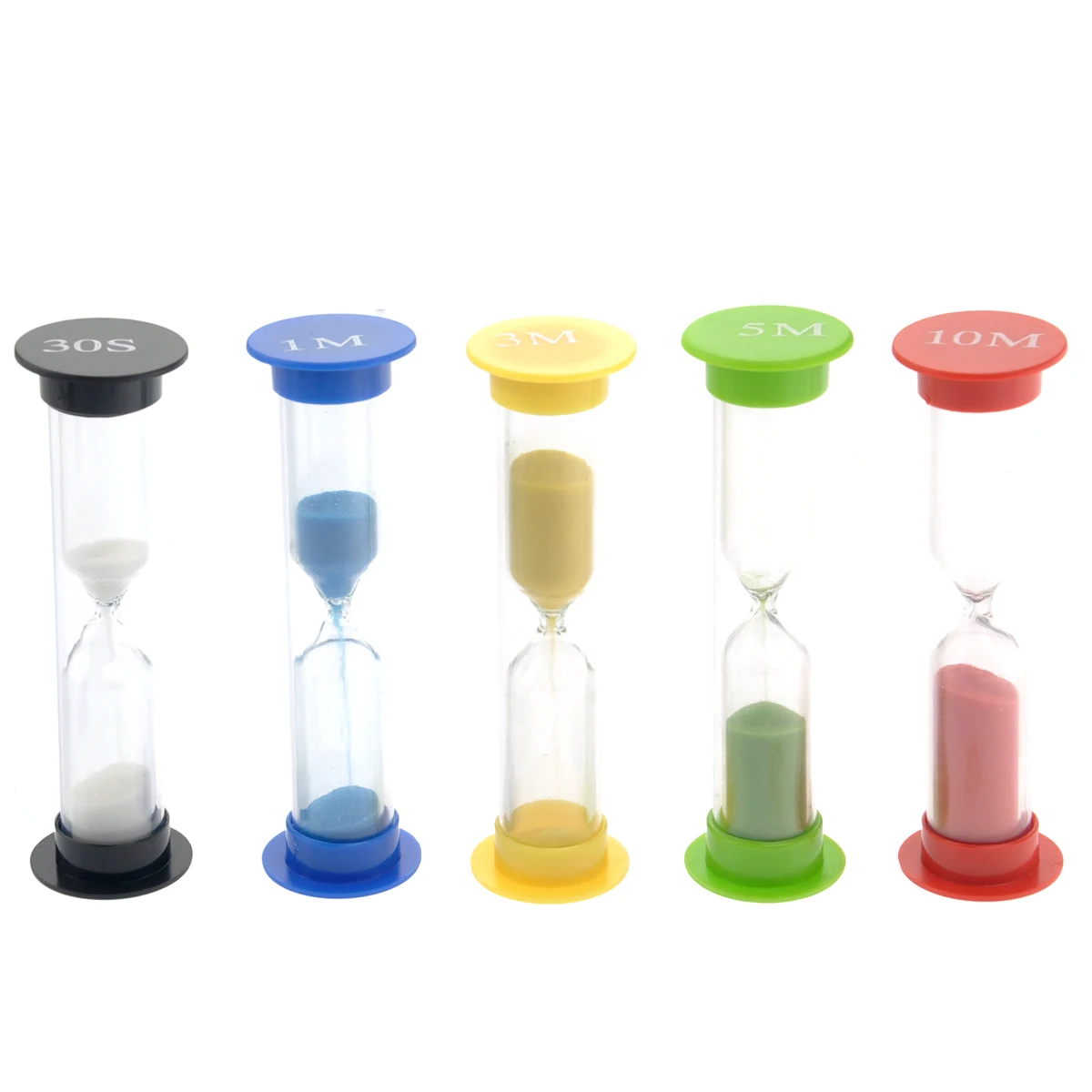 5pcs 30second/1minute /3minutes /5minutes /10minutes Colorful Hourglass Sandglass Sand Clock Timers (Random Color)