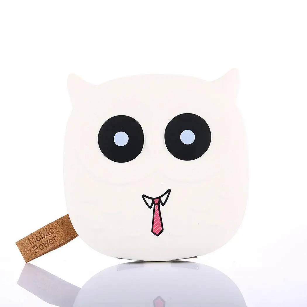 Cute Owl Mobile Power Bank Charger 8000mah Powerbank External Battery Dual Usb For Cellphone Poverbank - Цвет: White