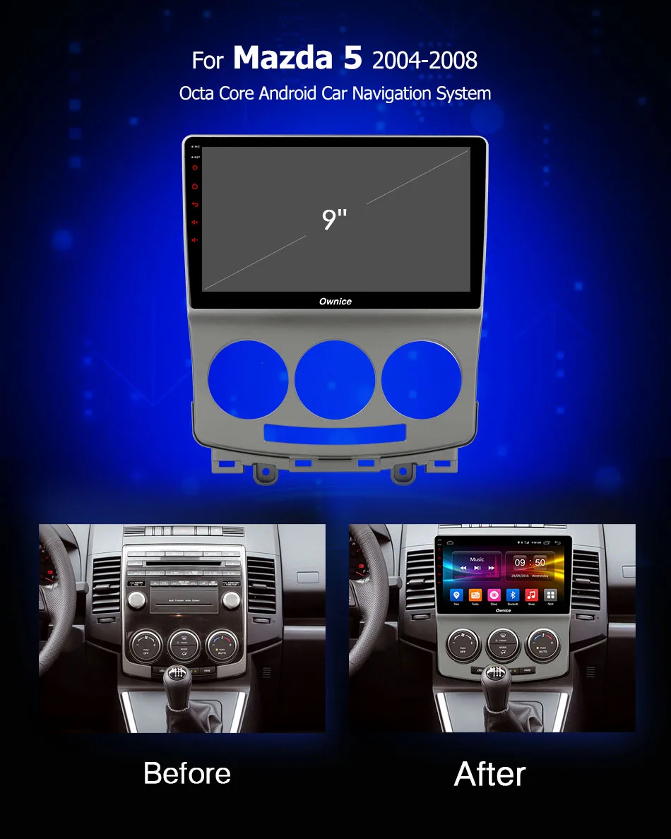 Best 9" IPS Android 9.0 8Core 4G+32G Car DVD Player For Mazda5 Mazda 5 2004 2005 2006 2007 2008 2009 2010 GPS Radio DSP CarPlay ADAS 2