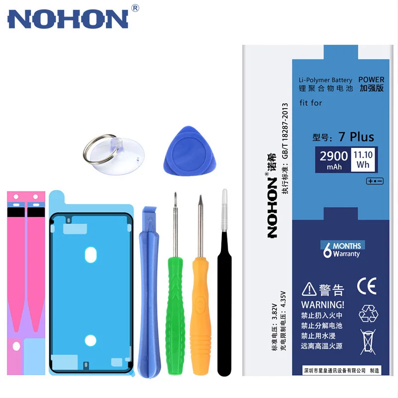 

Original Brand NOHON Battery For Apple iPhone 7 Plus Replacement Batteria With Free Tools High Capacity 2900 mAh