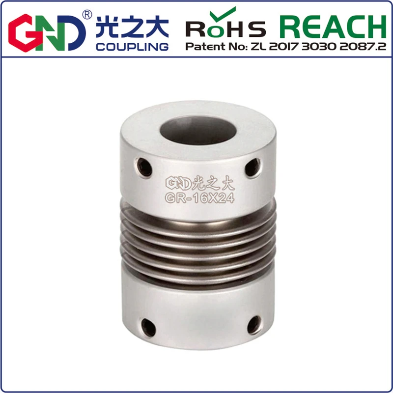 

Coupling GR Aluminum Alloy Bellows setscrew series efficiently abosorb vibration,zero backlash.suit for servo motor step motor