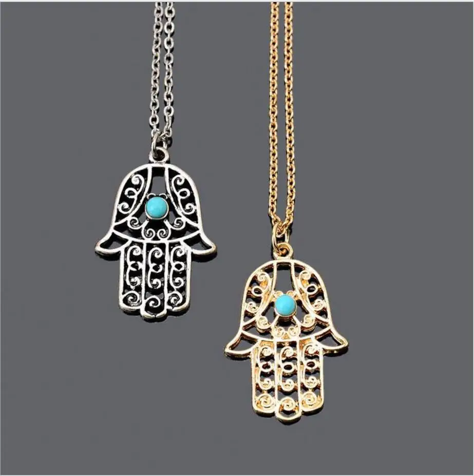Classic The hand of Fatima hamsa Necklace jewelry Pendants Metal Chain