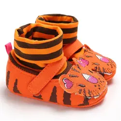 Сапоги с объемной вышивкой тигра для маленьких мальчиков и девочек Теплые зимние носки в полоску для новорожденных 0-18 месяцев, A20