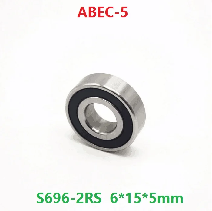 50pcs ABEC5 S696RS S6962RS Stainless Steel Bearing 6*15*5mm rubber