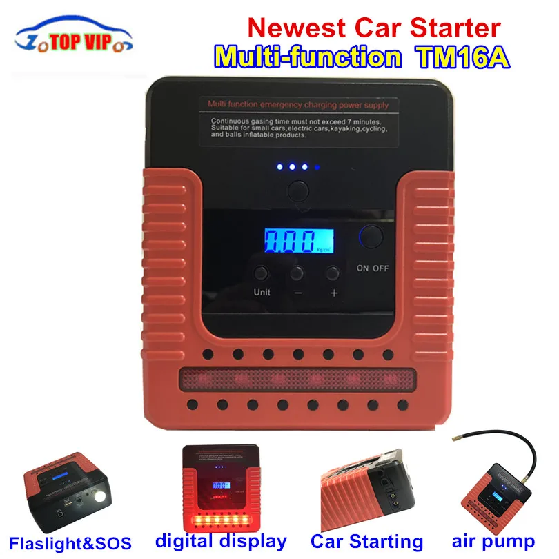 

TM16A New Car Jump Starter Auto Air Pump Compressor Tire Inflator IN One Gasoline & Diesel Digital Power Supply Booster