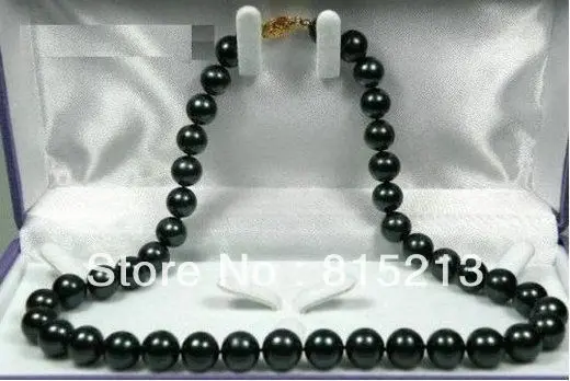 

ddh00614 18" Genuine Huge AAA 9-10mm south sea black pearl necklace 14K