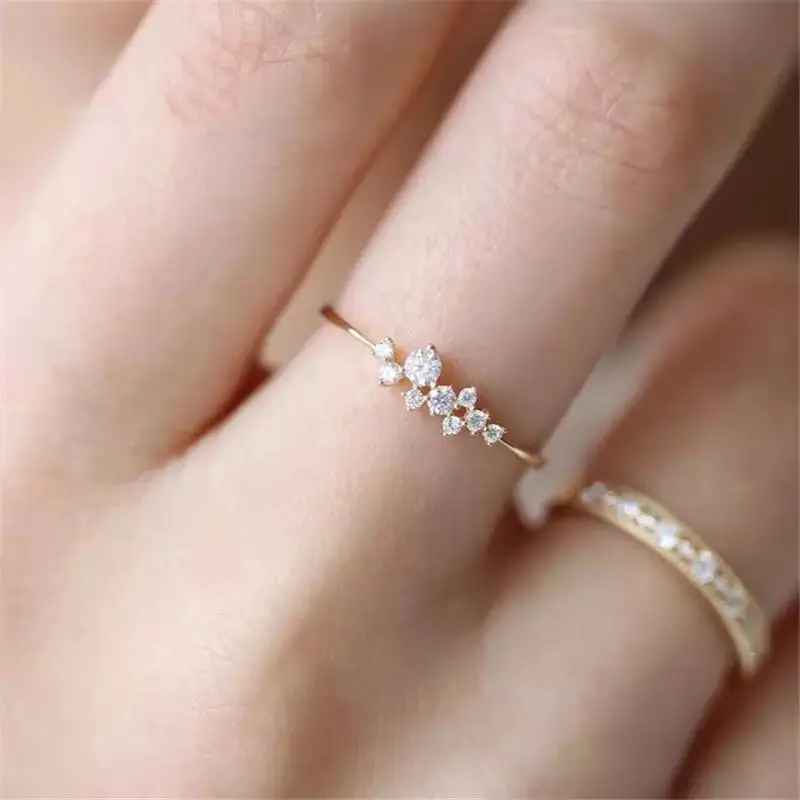 

Crystal Simple Cubic Zirconia Thin Ring Elegant Wedding Rings For Women Engagement New Fashion Bridal Jewelry Gift