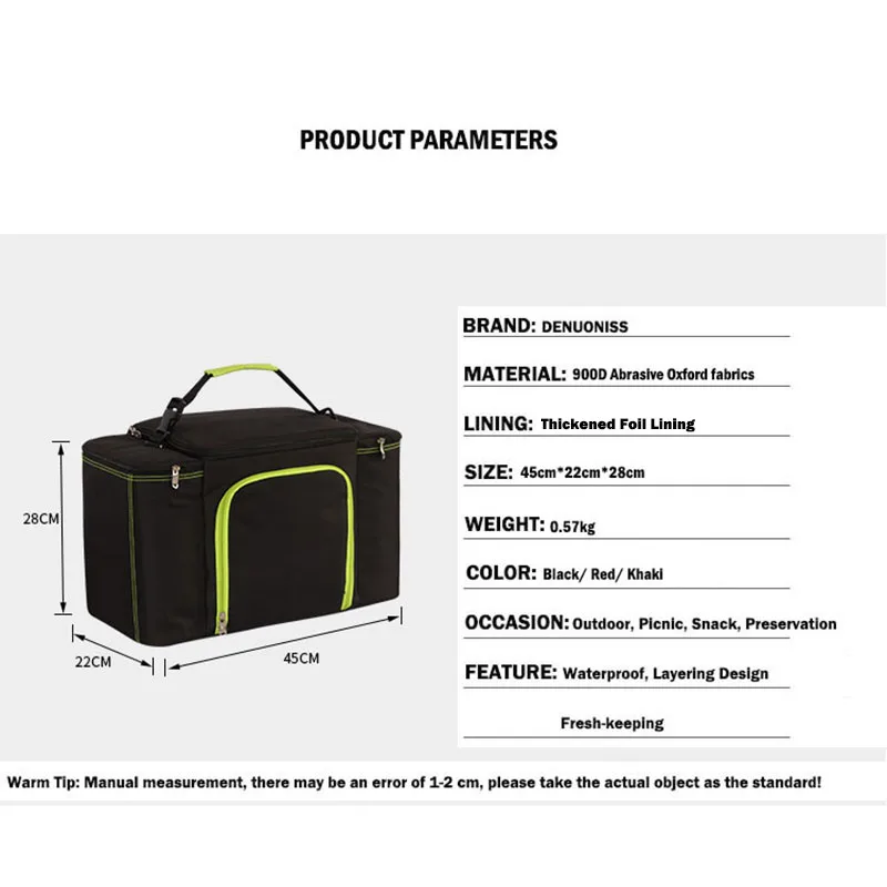 Vehicle Soft Cooler Bags Picnic Packs Three Insulated Compartment Waterproof Tote Insulated Picnic Bags Camping Soft Food bags