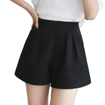 

YSDNCHI High Waist Shorts Casual Summer Shorts Women Black White Pure colour Shorts Pockets Loose Elastic Plus Size S-XXXL