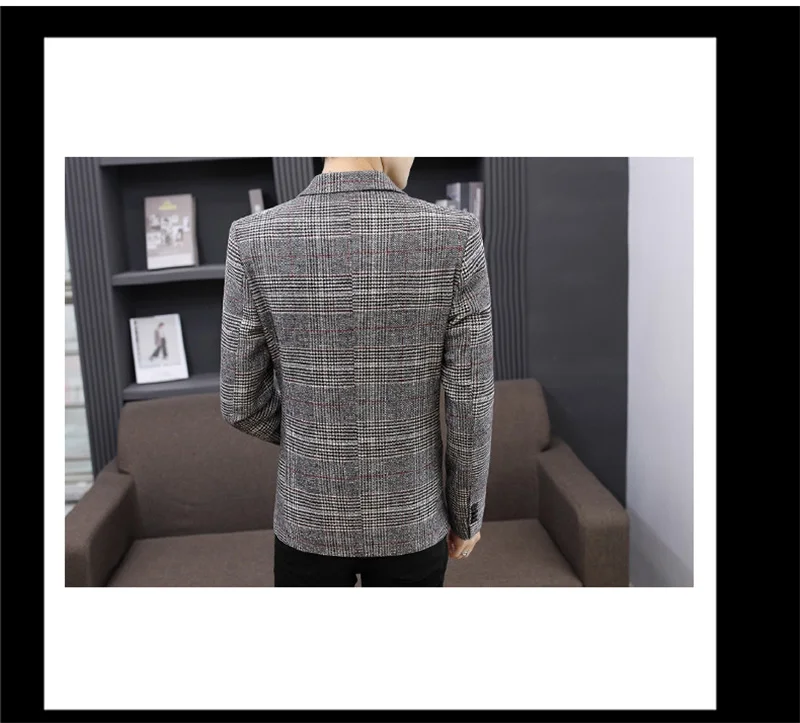 Винтажный клетчатый Блейзер, британский стиль, Мужской Блейзер, пиджак, деловой Повседневный Блейзер на одной пуговице, обычный мужской пиджак Abrigo Homb