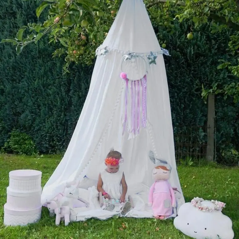 Детская москитная сетка с мячом кисточкой анти насекомых Принцесса Кровать Навес дети обувь для девочек украшения комнаты