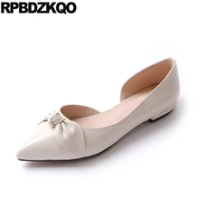 Сандалии Настоящая кожа свадьба надевать дам Прямой завод белый лук Женщины плоские туфли с маленьким милым галстук-бабочка розовый Остроконечные европейская последние весенняя осень красивая Мода отправка капель