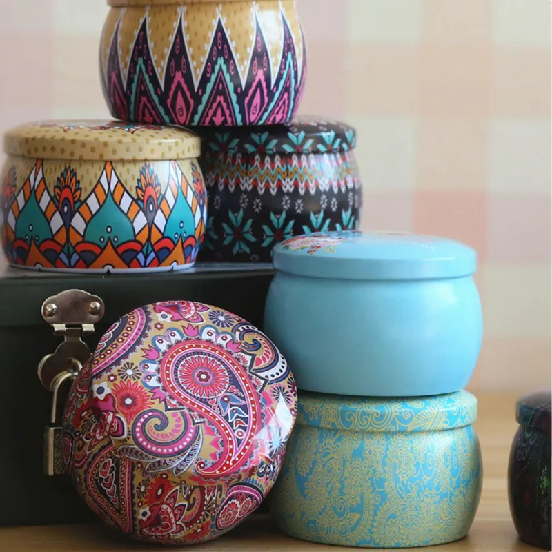 

Wedding Gift Box Round Ethnic Style Tin Can Candy Cake Chocolate Candle Gift Box Birthday Party Baby Shower Christmas Gift Box