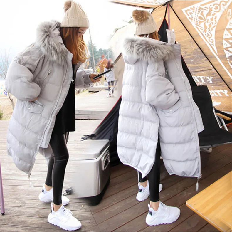 H.SA Large Fur Collar Women Parkas 2018 Female Oversize Thicken Cotton Parka X-Long Ladies Outerwear Jacket Winter Snowwear Coat