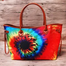 Подсолнух галстук краситель Tote DOMIL заготовки Радужная Сумочка Подсолнух холст бесконечные струны Путешествия Tote DOM1061333