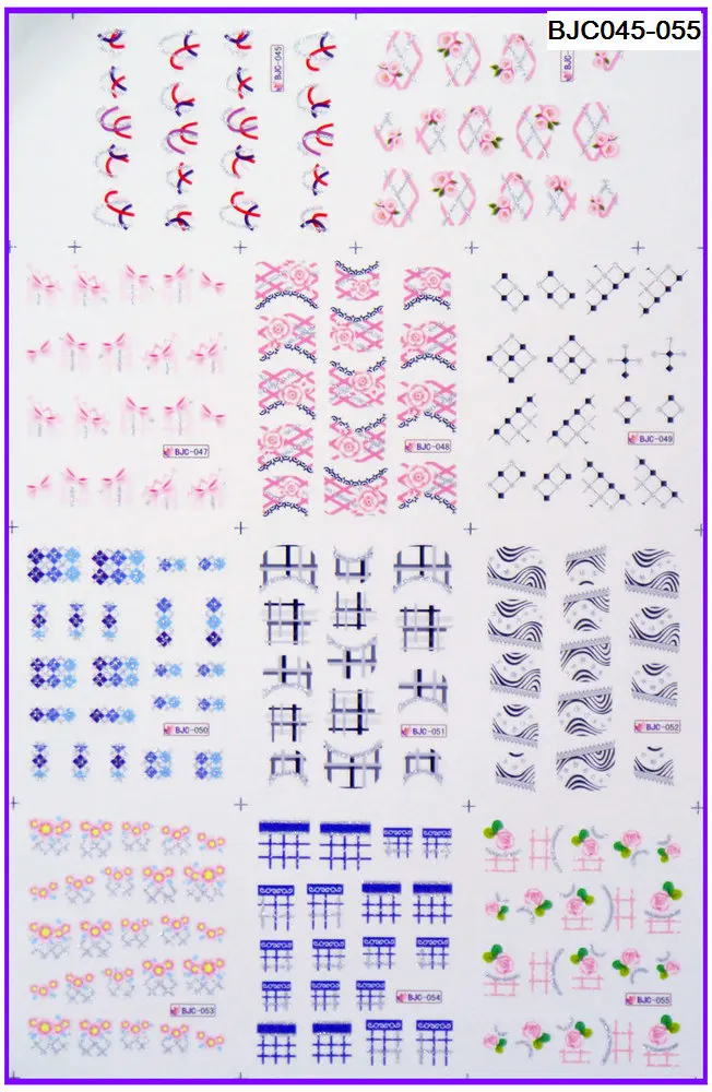 

11 PACKS/ LOT GLITTER WATER TRANSFER DECAL NAIL ART NAIL STICKER FLOWER VINE GRASS BJC045-055