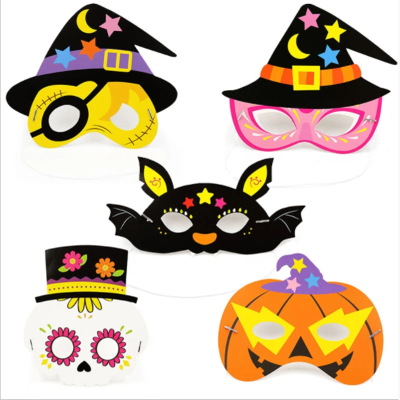 Halloween Cartoon Pattern Paper Mask Child Kindergarten Masquerade