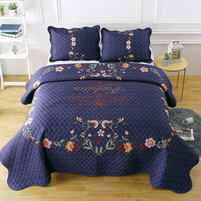 

Nordic Series Blankets for Adults Embroidered Applique Summer Bed Covers Quilt Quilted Bedspread Cover with Pillowcase