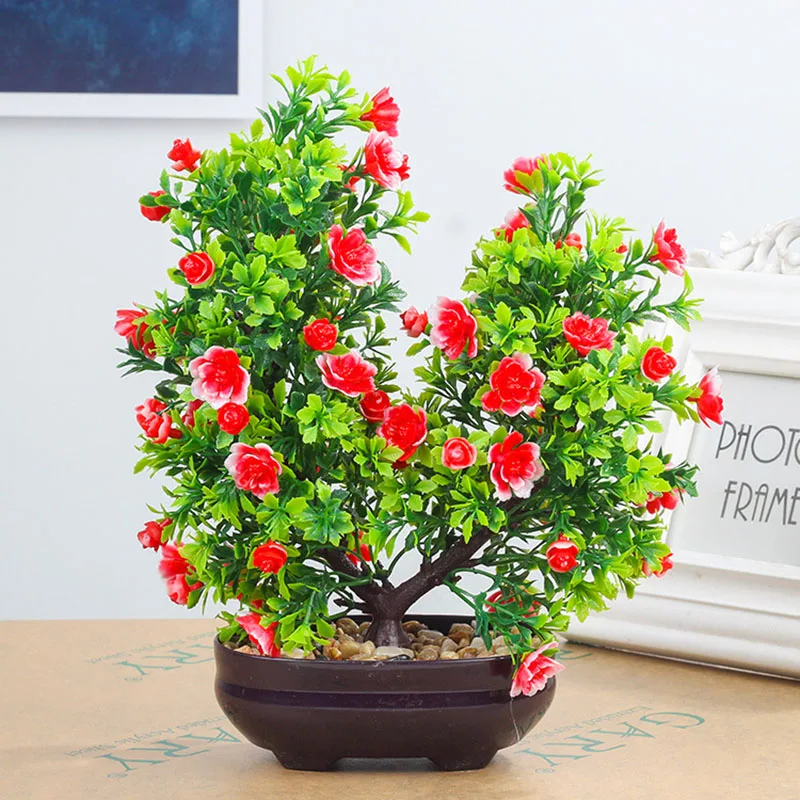 Flone Artificial Plants Home Decoration Nordic Green Plant Flower Bonsai Fake Plants Potted Wedding Garden Decoration Accessori  (7)
