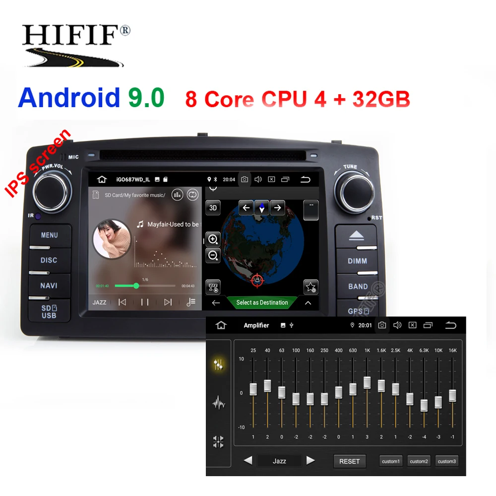 

DSP Android 9.0 4G 2 Din Car GPS For Toyota Corolla E120 BYD F3 multimedia player radio stereo auto touch screen