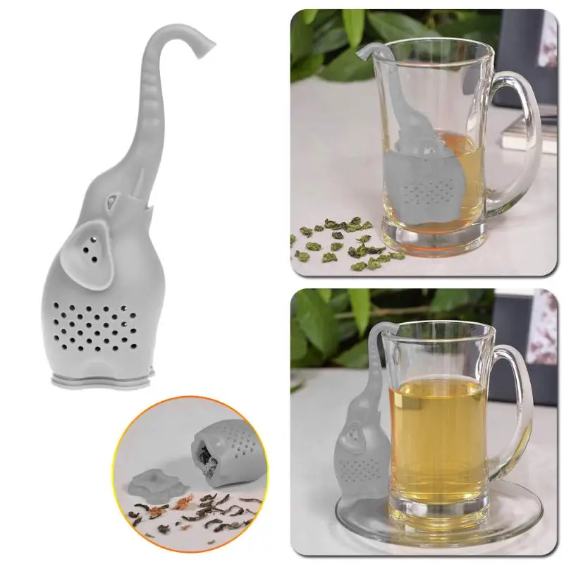 Силиконовая кружка в форме слона, чашка с листьями, травяная чашка, фильтр для заварки чая, необычное украшение, простая и забавная в использовании