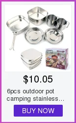 6pcs outdoor pot camping stainless steel cooker mountaineering Picnic Set bowl portable 3-4 person barbecue kitchen cookware