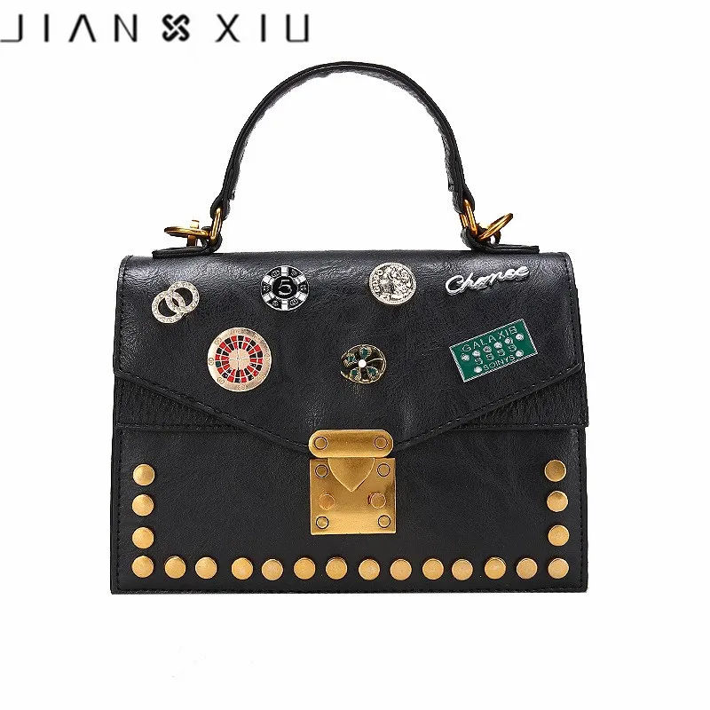 

2019 Leather Handbag Messenger Bags Luxury Handbags Women Bags Designer Cover Flap Retro Rivet High Quality Small Shoulder Bags