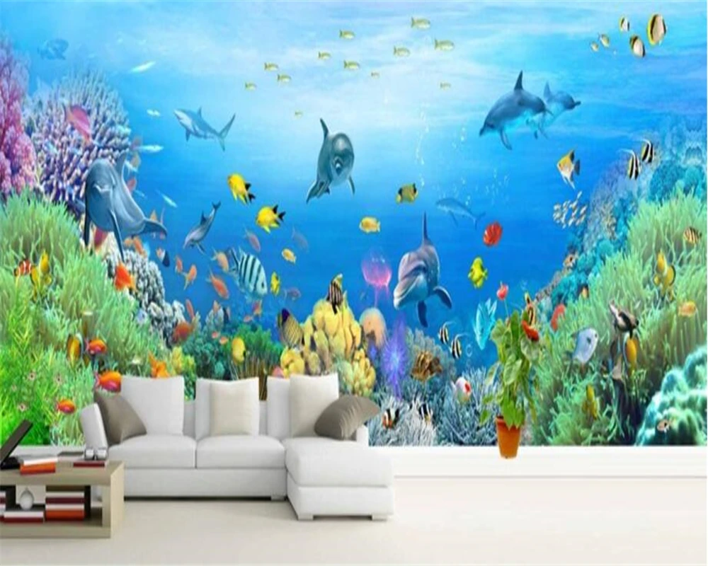 Toko Online Beibehang Foto Wallpaper 3D Stereo Dunia Bawah Laut