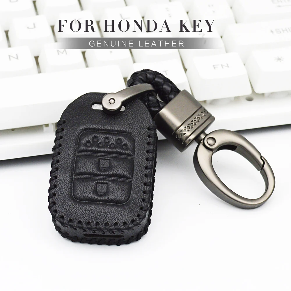 Genuine Leather Car Key Case Cover For Honda Civic Accord Fit Jazz XRV