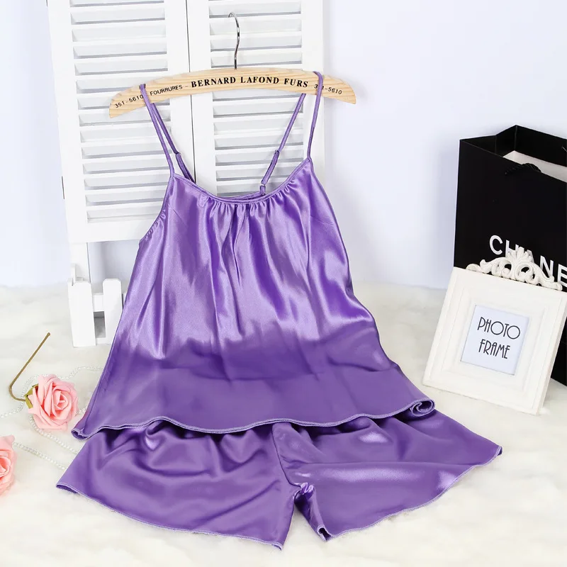 Sexy Women Pajamas Set Ladies Sleepwear Set Soft Satin Pajamas For Summer Plus Size Pijama Short Women Sleepwear Set 49 (3)